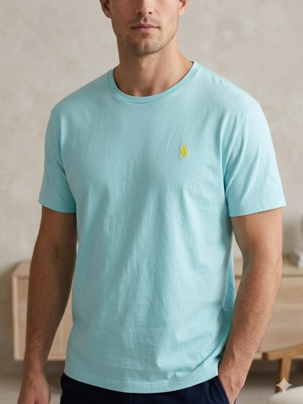 Polo Ralph Lauren Standard Fit Jersey Crewneck T Shirt Baby Blue Size XXL New